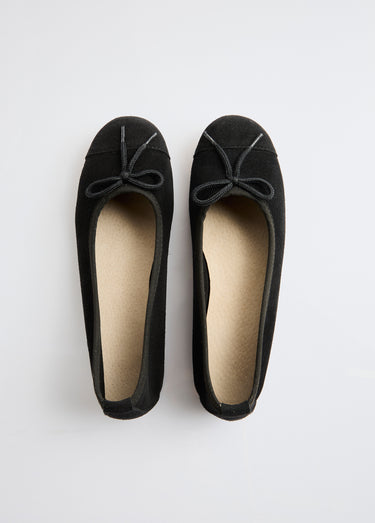 Ballerines souples largeur confort cuir velouté Noir