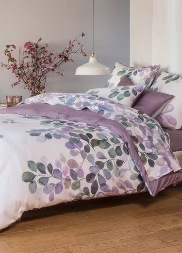 Housse de couette satin de coton ECLOSE Violet Parme
