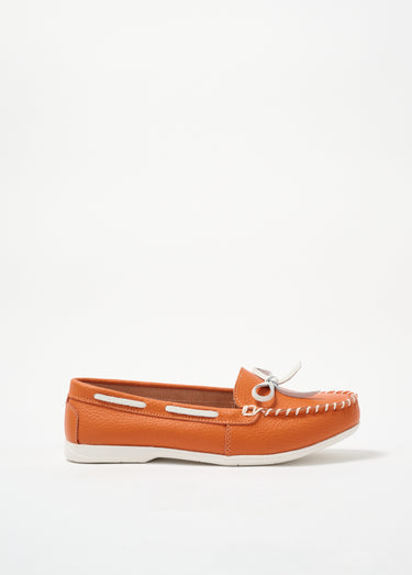 Mocassin bicolore en cuir esprit bateau Orange