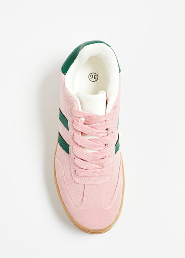 Baskets style rétro bicolore en suédine Rose