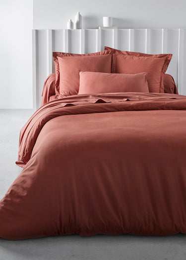 Taie d'oreiller coton unie Terracotta