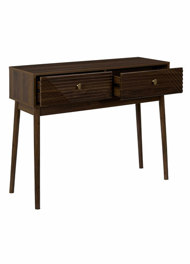 Console en bois foncé rainuré Marron