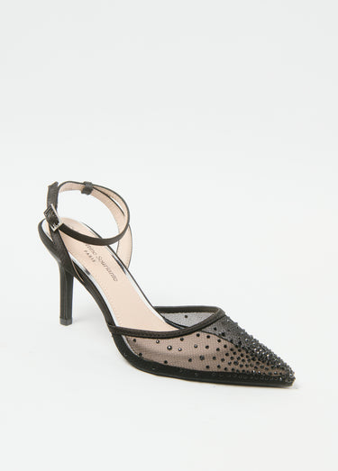 Escarpins chic résille strass Noir