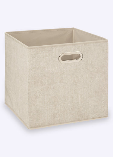 Panier rangement pliable, poignée métal Beige