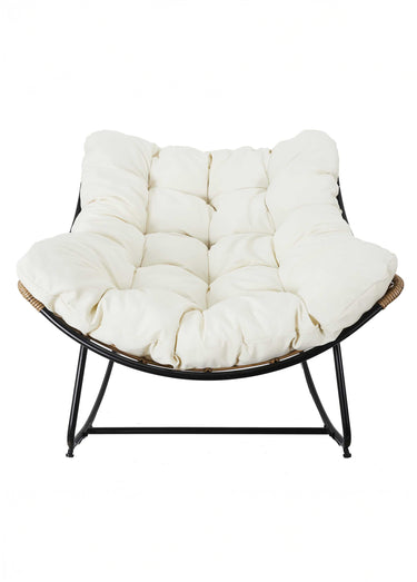 Fauteuil à bascule en métal et rotin Beige