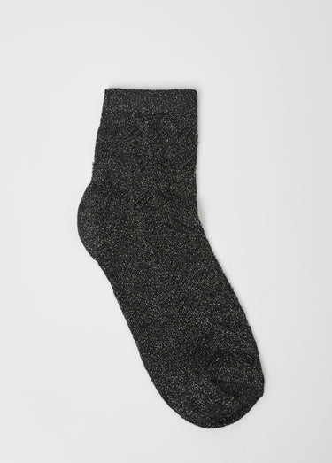 Chaussettes ajourées chevrons, métallisées Noir
