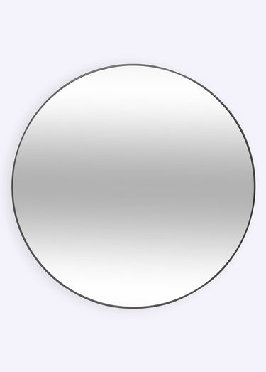 Grand miroir rond, contour fin aluminium Noir