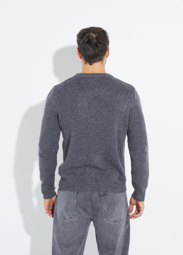 Pull maille mouchetée avec col rond Gris
