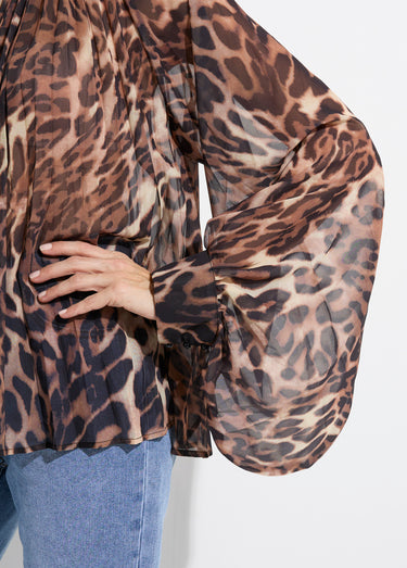 Chemisier léopard et manches bouffantes Leopard