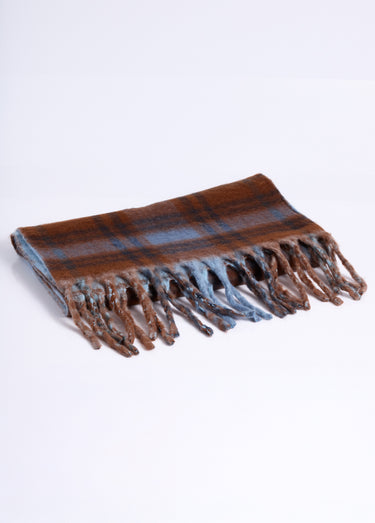 Echarpe longue bicolore carreaux / uni Raye Bleu