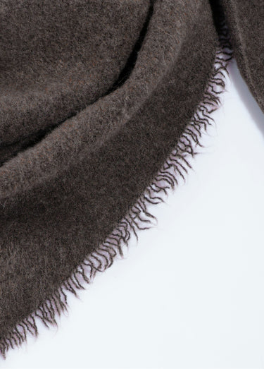 Echarpe triangle maille et fines franges Marron