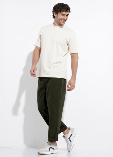 Pantalon élastiqué confort style casual Kaki
