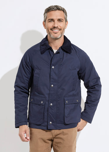 Veste anglaise chic ouatinée col velours Marine