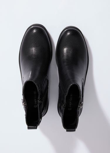 Bottines perforées à talon et zip Noir