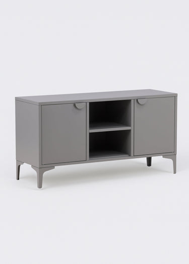 Meuble bas 2 portes 2 tablettes en acier Gris