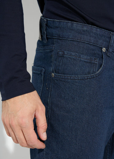 Jean large 5 poches en denim brut coupe Bleu