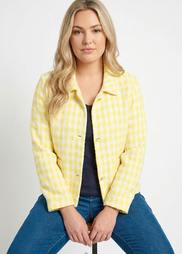 Veste pied de poule courte Jaune/Blanc