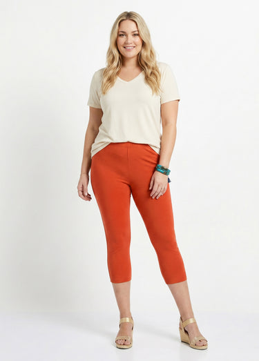 Legging court coton taille élastiquée Orange