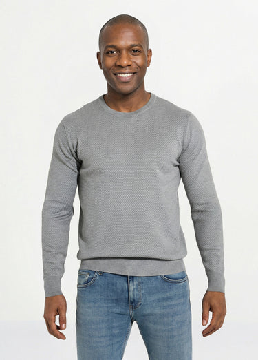 Pull maille fantaisie avec col rond Gris