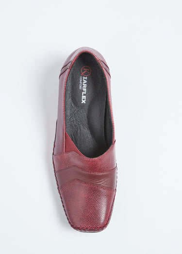 Mocassins compensés élastiqués en cuir Bordeaux