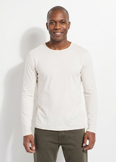 T-shirt col rond détails aspect brut Beige