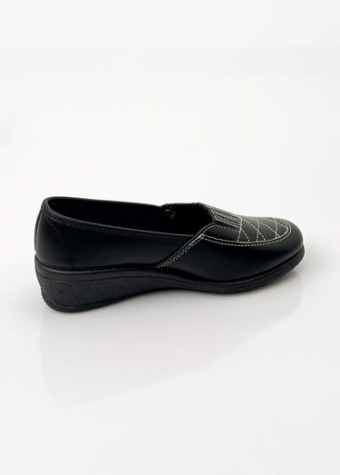 Mocassins cuir largeur confort élastiqués Noir