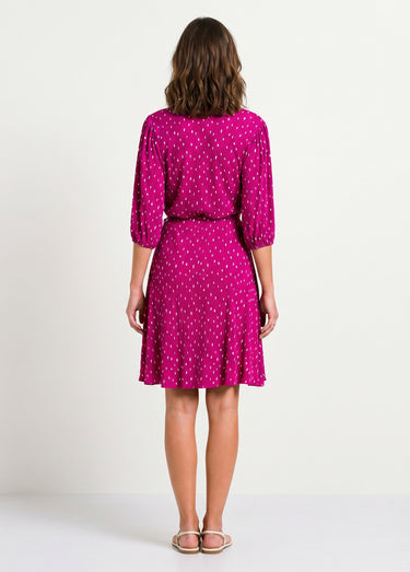 Robe courte cache-coeur imprimé pois Violet/ Blanc