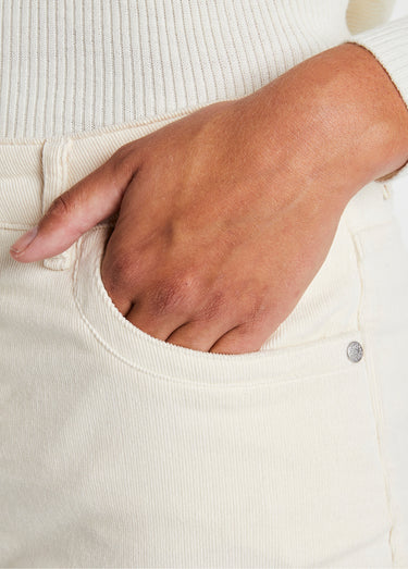 Pantalon 5 poches velours milleraies Ecru
