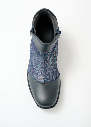 Boots cuir largeur confort double glissière Marine
