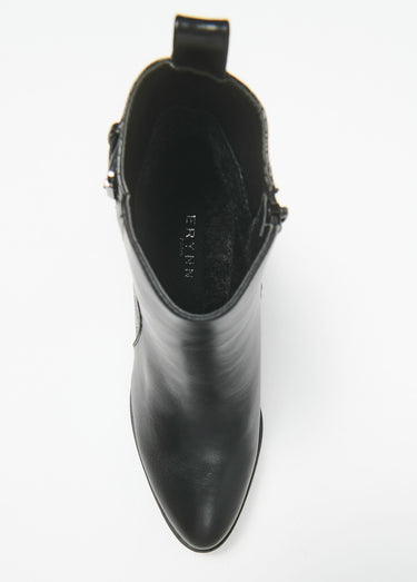 Boots à talon empiècement effet reptile Noir