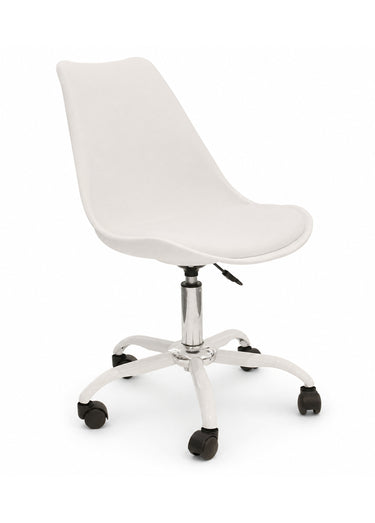 Chaise de bureau roulettes assise coque Blanc