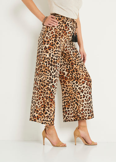 Pantalon large imprimé animalier Leopard