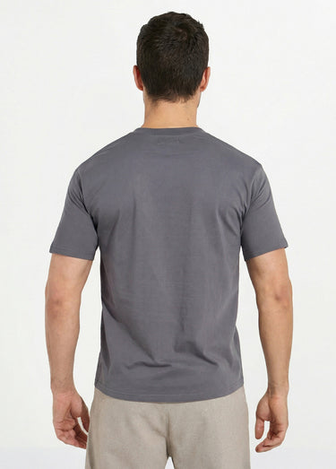 T-shirt pur coton avec col rond, Essentiel Gris Fonce