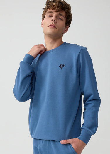 Sweat shirt en molleton avec col rond Indigo