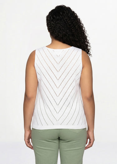 Pull débardeur fin ajouré coton Blanc