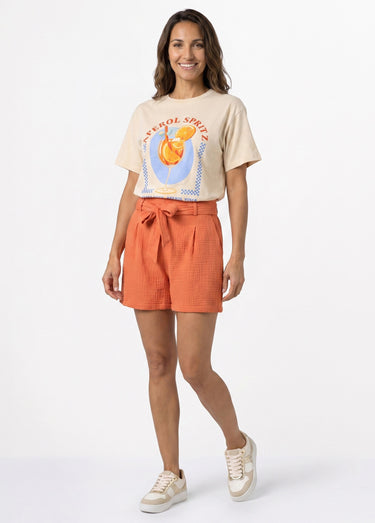 T-shirt manches courtes print Cocktail Beige