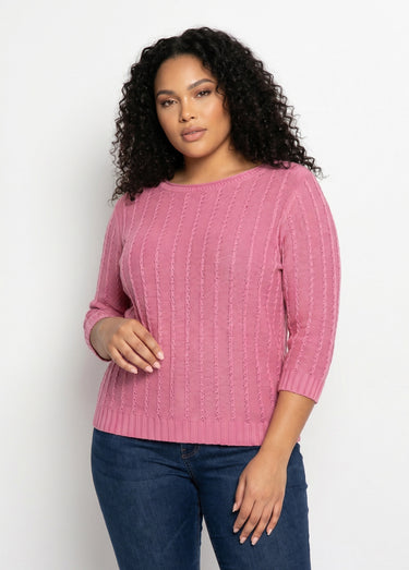 Pull col bateau manches 3/4 Rose