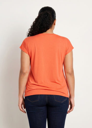 T-shirt court extensible dentelle Orange