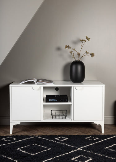 Meuble bas 2 portes 2 tablettes en acier Blanc