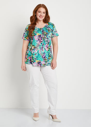 T-shirt long ample imprimé Parme/Vert