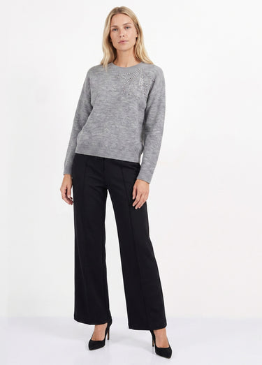 Pantalon structuré de ville maille milano unie Noir