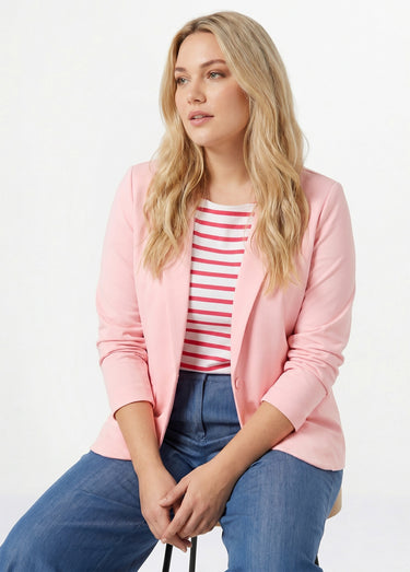 Veste droite boutonnée maille milano unie Rose bonbon