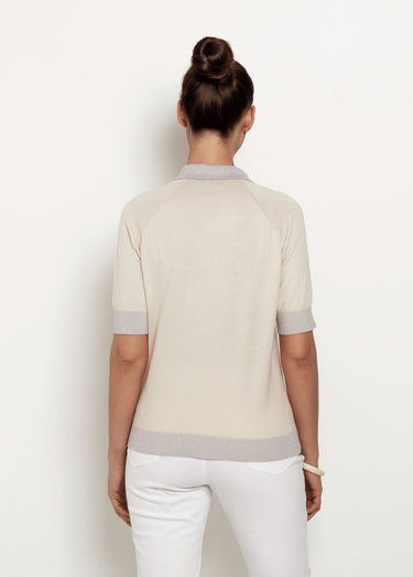 Polo en maille avec détails fil brillant Beige