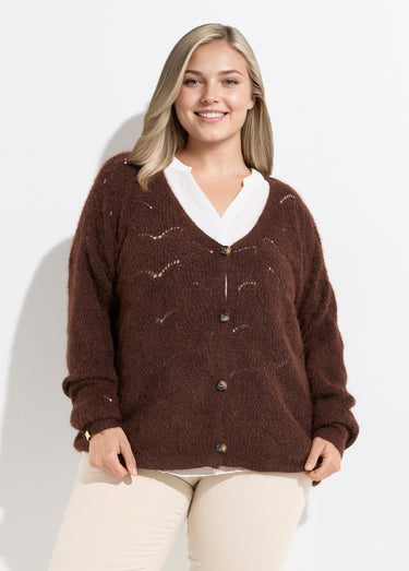Gilet chaud maille mousseuse avec laine Marron