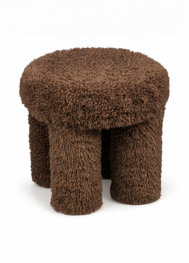 Pouf bouclette à poils longs GISBORNE Marron