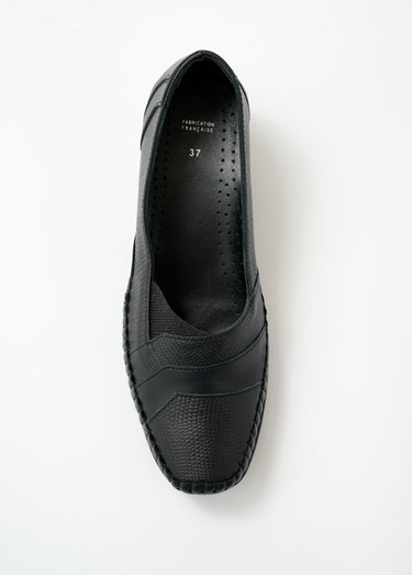 Mocassins cuir largeur confort bi-matière Noir