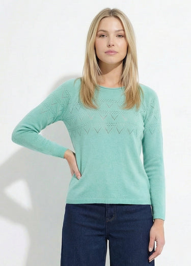 Pull fin ajouré manches longues raglan Vert