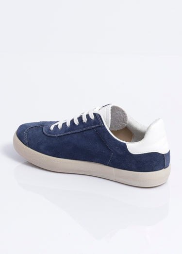 Baskets unies compensées cuir à lacets Marine
