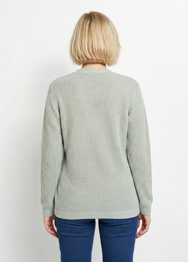 Gilet long boutonné brillant manches longues Menthe