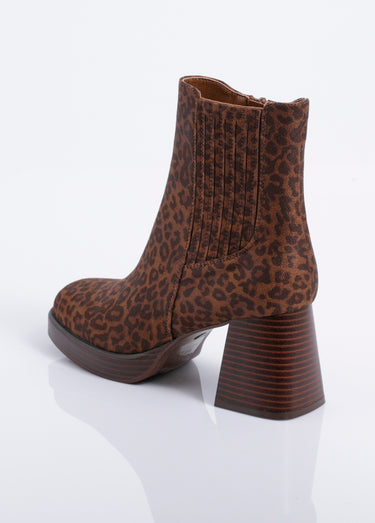Bottines compensées suédine, talon haut Leopard